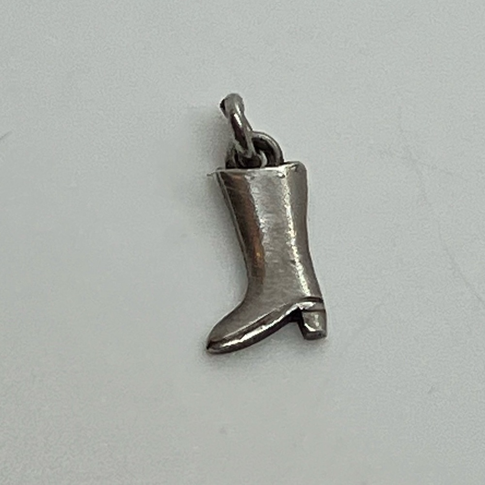 Vtg 925 Sterling Silver Tall Boot Shoe Charm / Pendant
